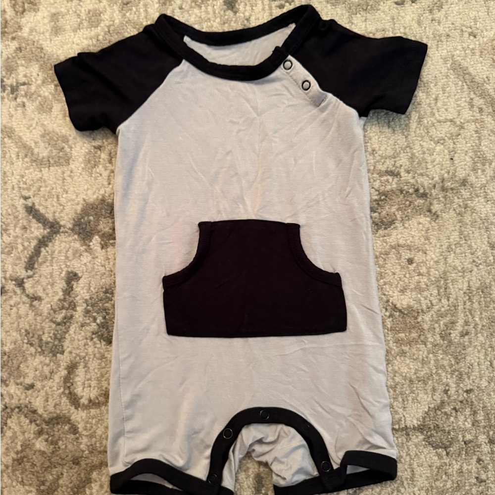 Kyte Baby Black and Gray Baby Romper 6-12 months